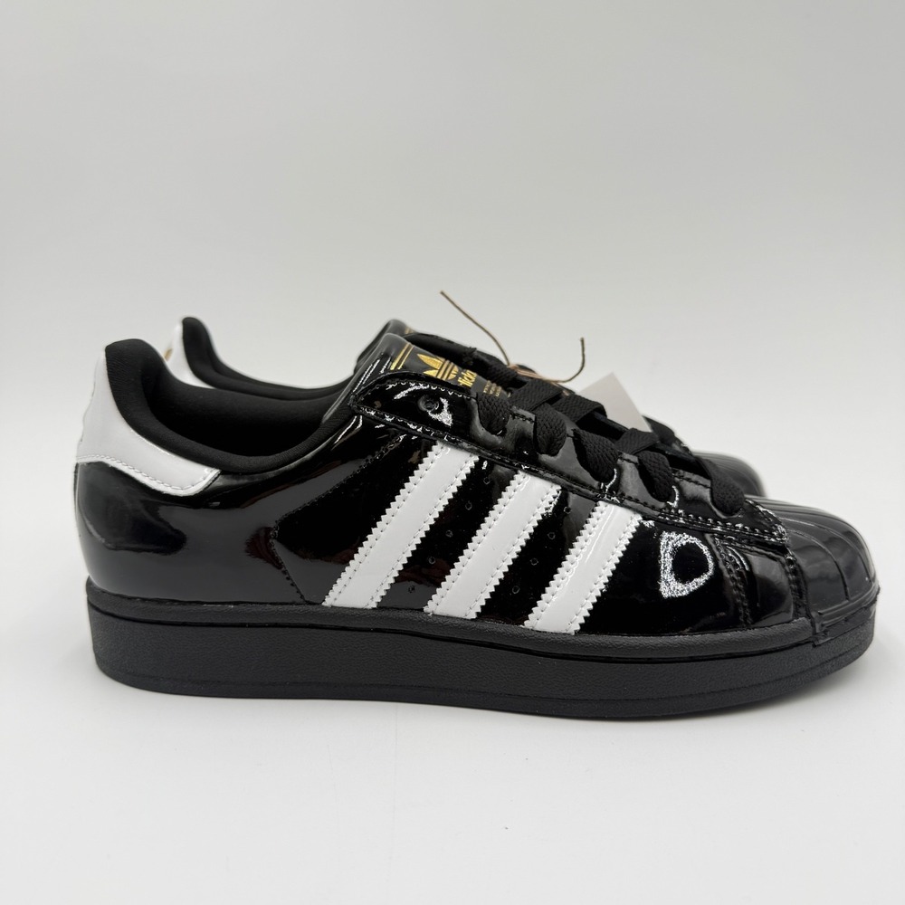 Adidas Superstar II Women's Size 8 Core Black/White/Gold – JS4009 Sneakers NEW